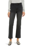 Wit & Wisdom 'ab'solution Skyrise Raw Hem High Waist Stretch Bootcut Jeans In Wbk-washed Black
