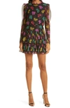 Saloni Ava B Silk Blend Long Sleeve Dress In 1641-multi Bows