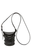 Alexander Mcqueen Curve Mini Calfskin Crossbody Bucket Bag In Black