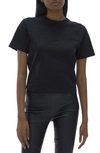 Helmut Lang Debossed Logo Crop Cotton T-shirt In Black