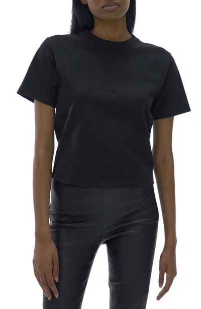 Helmut Lang Debossed Logo Crop Cotton T-shirt In Black