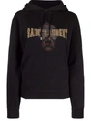 Saint Laurent University Logo Cotton Hoodie In Noir Blanchi/multico