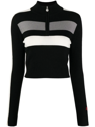 Perfect Moment Mania Zipped Merino-wool Thermal Top In Black