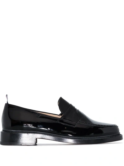 Thom Browne Black Patent Leather Penny Loafers
