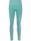 Wolford Metallic-threaded Stretch Leggings In Blau