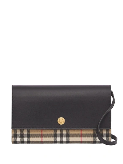 Burberry Detachable-strap Checked Clutch In Black