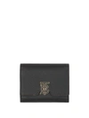 Burberry Grained Leather Tb Monogram Folding Wallet In Schwarz