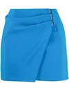 Attico Turquoise Draped Miniskirt In Blue