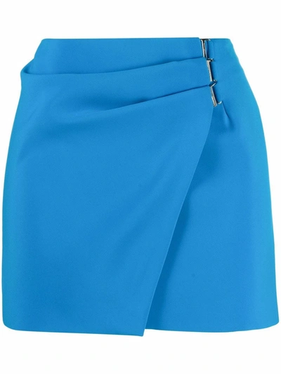 Attico Turquoise Draped Miniskirt In Blue
