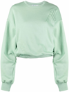 Attico Drop-shoulder Silhouette Sweatshirt In Grün