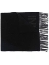 Ganni Recycled Wool-blend Fringe Scarf In Schwarz