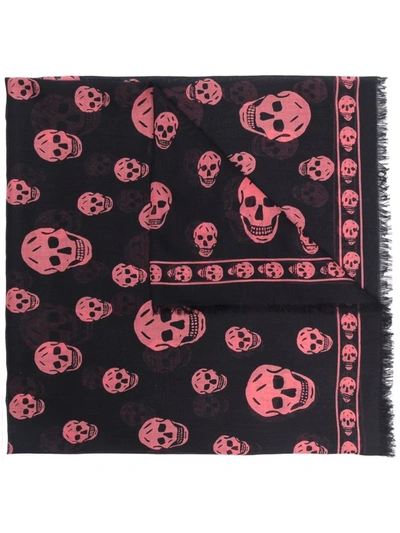 Alexander Mcqueen Skull-print Silk Scarf In Black