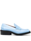 GANNI SQUARE-TOE LEATHER LOAFERS