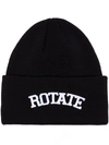 Rotate Birger Christensen Abbie Logo-embroidered Beanie In Black
