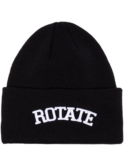 Rotate Birger Christensen Abbie Logo-embroidered Beanie In Black