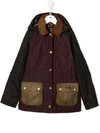 Barbour Beadnell Colour-block Hooded Jacket In Red