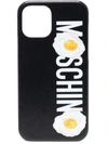 Moschino Black Logo Egg Iphone 12 Pro Case In Black