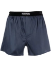 Tom Ford Silk-blend Logo-waist Boxers In Blue
