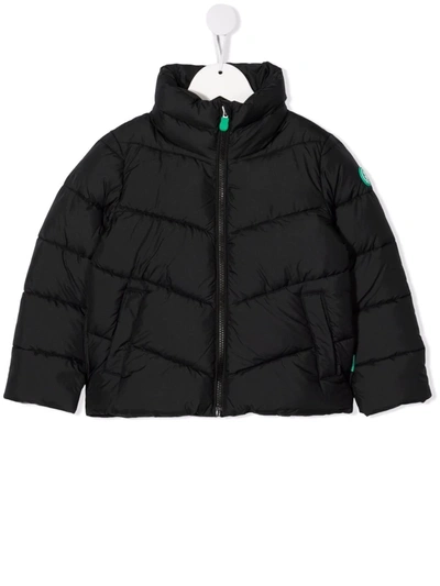 Save The Duck Kids' High-neck Zip-up Padded Jacket In Black