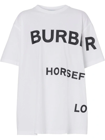 Burberry Carrick Horseferry Print Oversized T-shirt In White