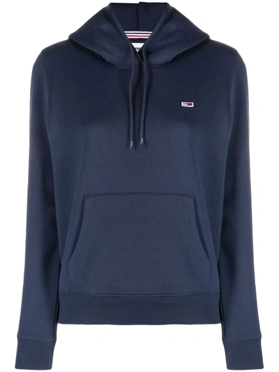 Tommy Hilfiger Embroidered Logo Hoodie In Blue