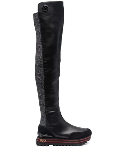 Liu •jo Knee-length Leather Boots In Black