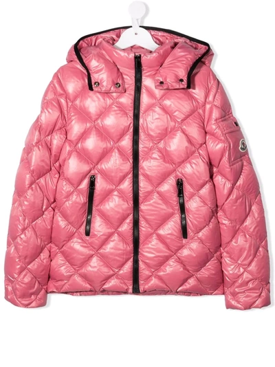 Moncler Kids' Quilted Feather Down Jacket In Pink