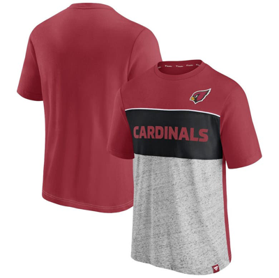 Fanatics Branded Cardinal/heathered Gray Arizona Cardinals Colorblock T-shirt In Cardinal,heathered Gray