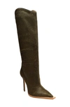 Schutz Women's Maryana Welt Wild Pointed Toe Calf Hair High Heel Tall Boots In Military Green