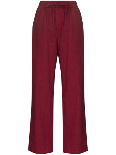 Tekla Flannel Straight-leg Pajama Trousers In Beyond Red