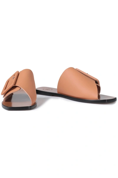 Atp Atelier Buckled Leather Slides In Animal Print