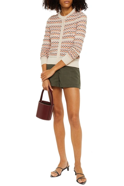 M Missoni Crochet-knit Wool-blend Cardigan In Pink