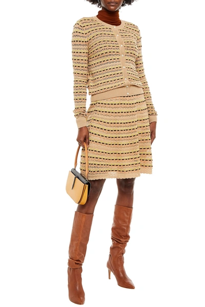 M Missoni Crochet-knit Wool-blend Cardigan In Neutrals