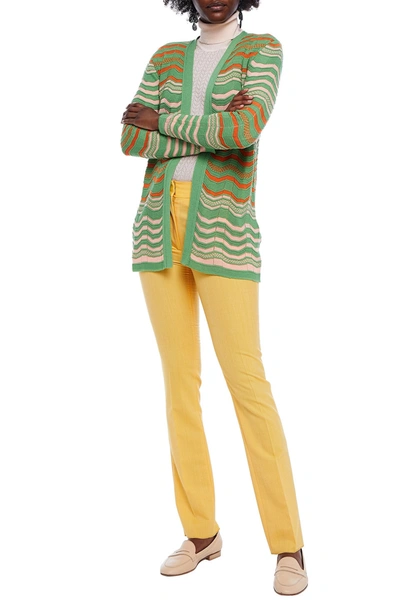 M Missoni Crochet-knit Wool Cardigan In Green