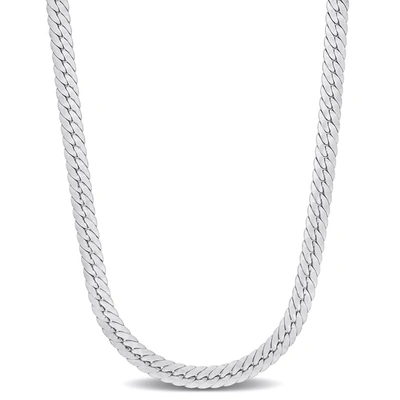 Amour 5 Mm Herringbone Chain Necklace In Sterling Silver In White