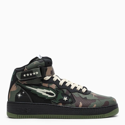 Enterprise Japan Camouflage Leather High-top Trainers In Multicolor