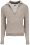 Khaite Jo Stretch Cashmere Polo Sweater In Barley (beige)