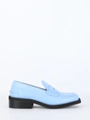 Ganni Easy Bicolor Leather Penny Loafers In Light Blue