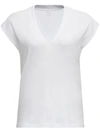 Frame White Cotton V-neck T-shirt In White