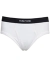 TOM FORD WHITE COTTON BRIEFS WITH LOGO,T4LC1104100