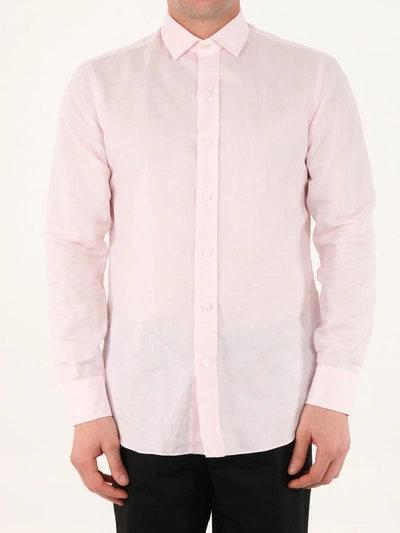 SALVATORE PICCOLO PINK SHIRT WITH OPEN COLLAR,LS 381ROSA