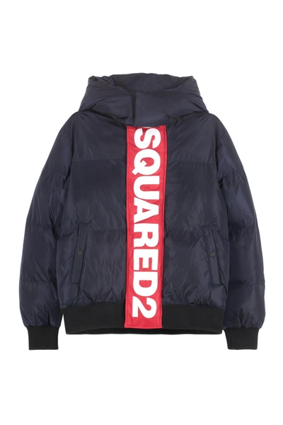 Dsquared2 Kids' Hooded Down Jacket In Blu