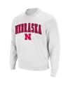 Colosseum Men's White Nebraska Huskers Arch Logo Crew Neck Sweatshirt In White