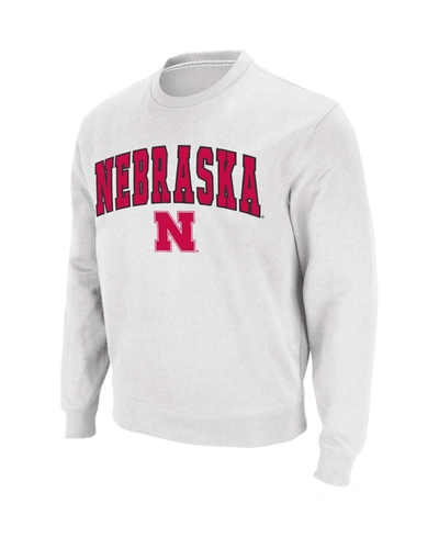 Colosseum Men's White Nebraska Huskers Arch Logo Crew Neck Sweatshirt