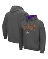 COLOSSEUM MEN'S CHARCOAL ECU PIRATES ARCH AND LOGO PULLOVER HOODIE