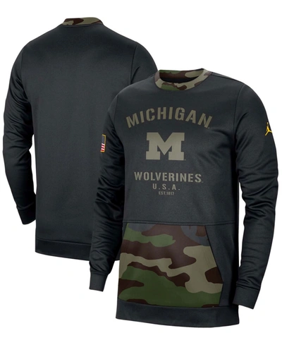 Jordan Men's Black And Camo Michigan Wolverines Military-inspired Appreciation Performance Pullover Sweatsh