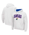 Colosseum Men's White Kansas Jayhawks Arch Logo 3.0 Pullover Hoodie In White