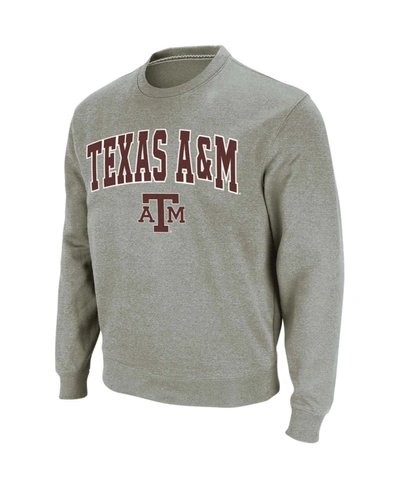 Colosseum Men's Heather Gray Texas A M Aggies Arch Logo Crew Neck Sweatshirt