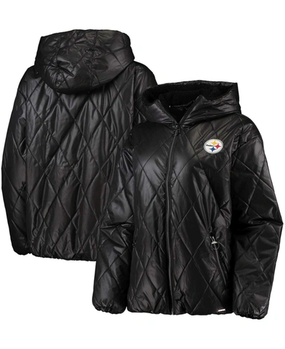 Msx By Michael Strahan Women's Black Pittsburgh Steelers Charlotte Full-zip Hoodie Puffer Jacket