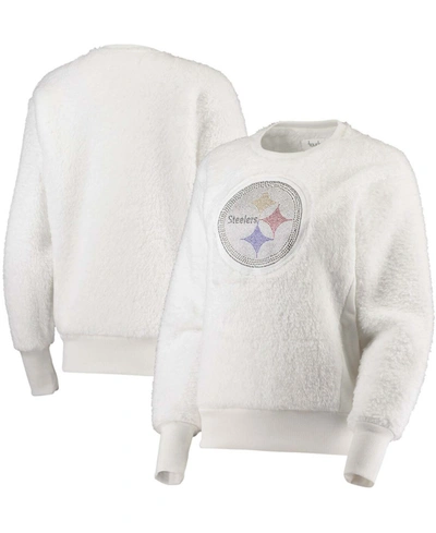 Touché Women's White Pittsburgh Steelers Milestone Tracker Pullover Sweatshirt